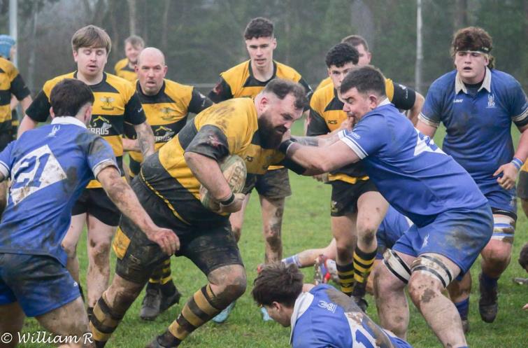 Llangwm prop Ieuan Power - in the thick of things